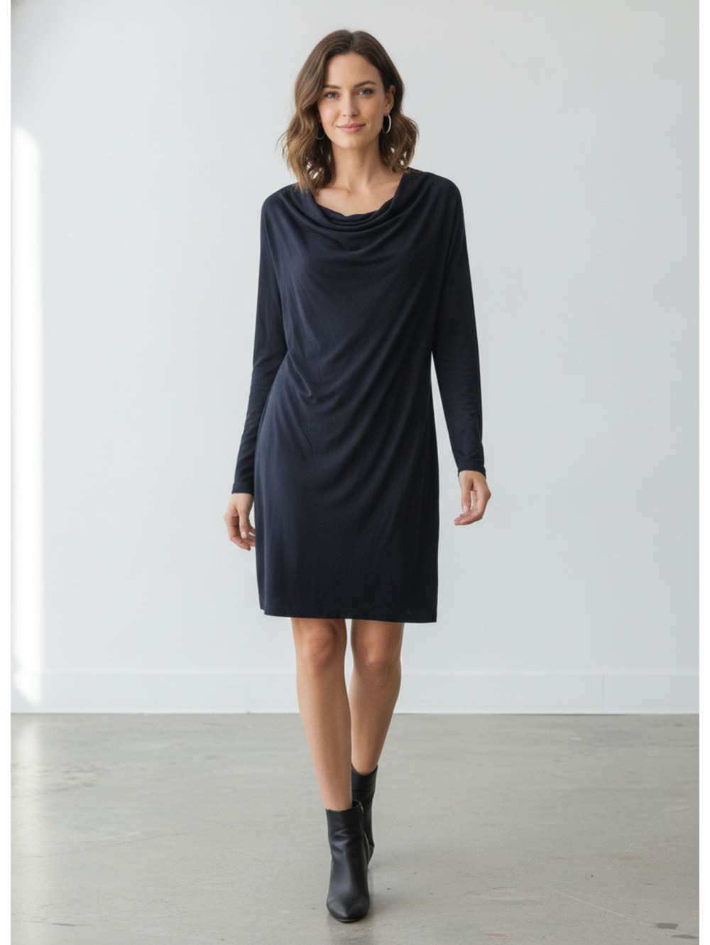 Splendid Black Long Sleeve Cowl Neck Dress Medium